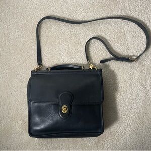 Vintage Black Leather Willis Crossbody Bag